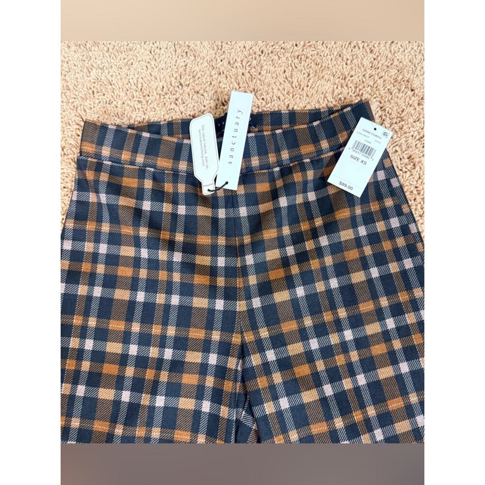 Sanctuary Plaid Pull On Waistband Women’s Career Pants Size XS Stretchy Unique - Picture 3 of 10